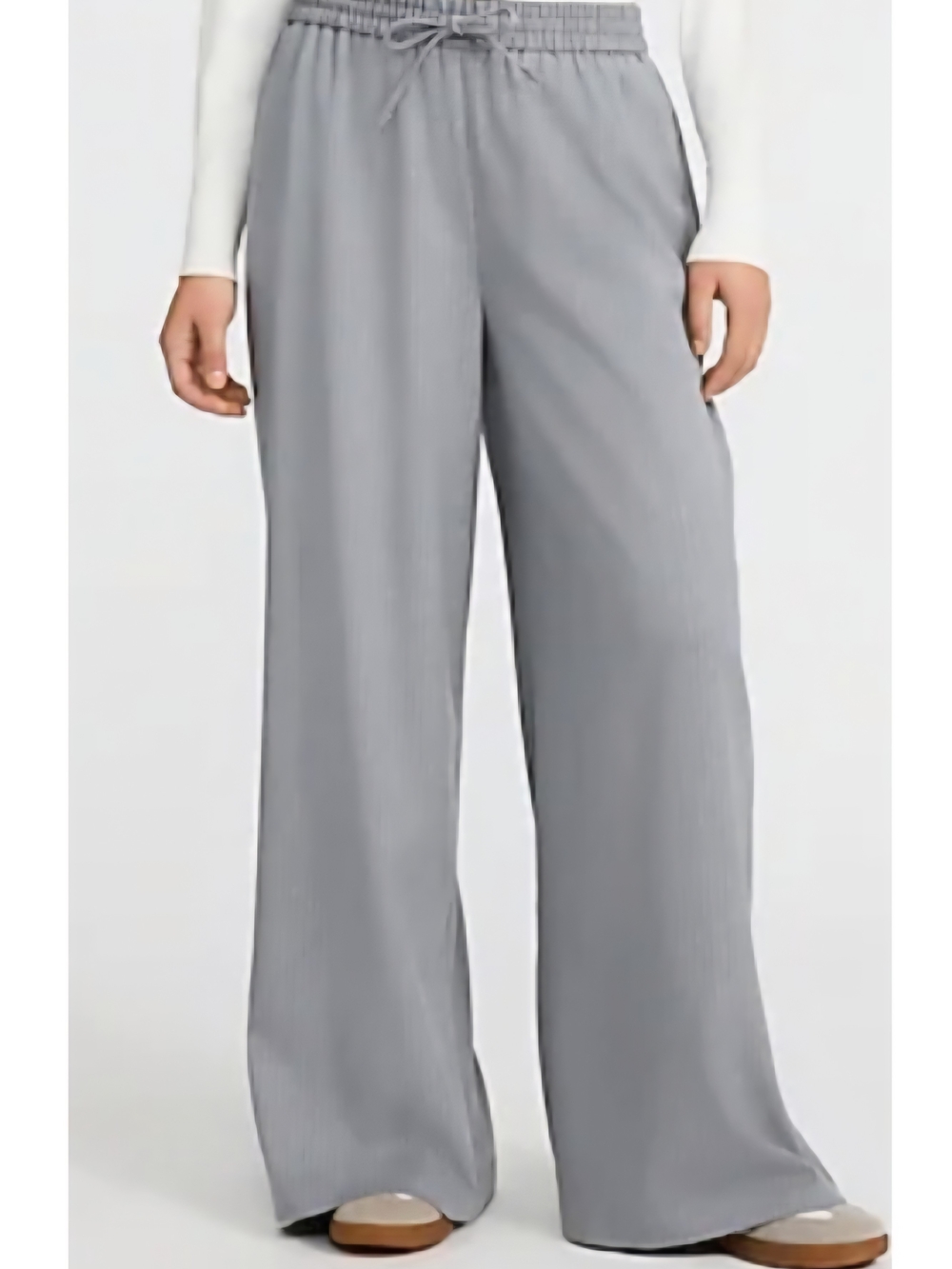 Express Metallic Striped High Waisted Drawstring Elastic Waist Wide Leg Pant
